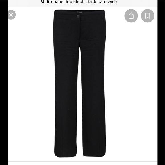 CHANEL | Pants & Jumpsuits | Chanel Wool Wide Leg Trousers Pant With ...